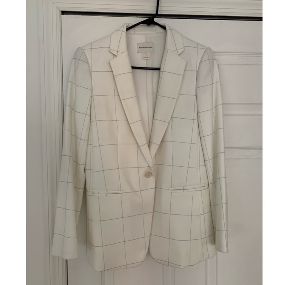Club Monaco Ivory Windowpane Blazer